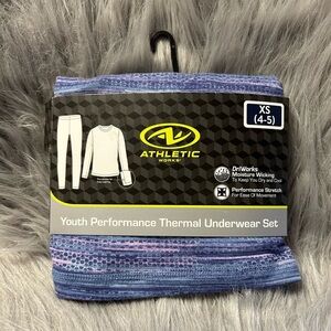 Athletic Works Thermal Underwear Set Girls Size XS‎ Purple Thumbholes Pajamas